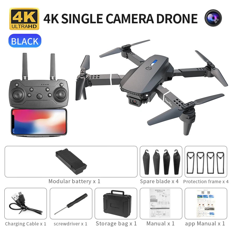 Drone Camera Wide Angle - E88 프로 지능형 접이식 드론, 단일/듀얼
